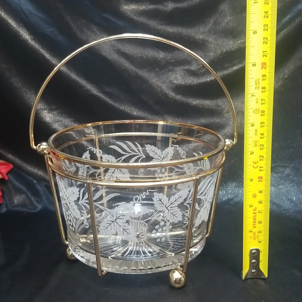 Bartlett Collins Golden Grape Ice Bucket with Gold Cage Holder